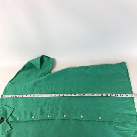 Club Room Luxury Linen Button Up Shirt Men's Size Medium Green Short Sleeve - Picture 7 of 11